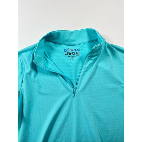 IBKUL 1/4 Zip Mesh Undersleeve TPC River Highlands Embroidered Turquoise Size XL - Picture 5 of 12